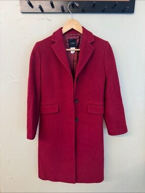 J. Crew Women's Burgundy Wool Pea Coat